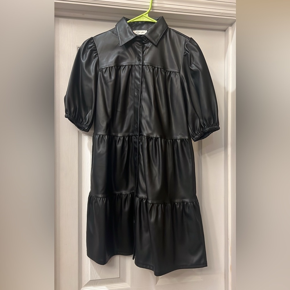 RD Style Black Delaney Vegan Leather Mini Dress